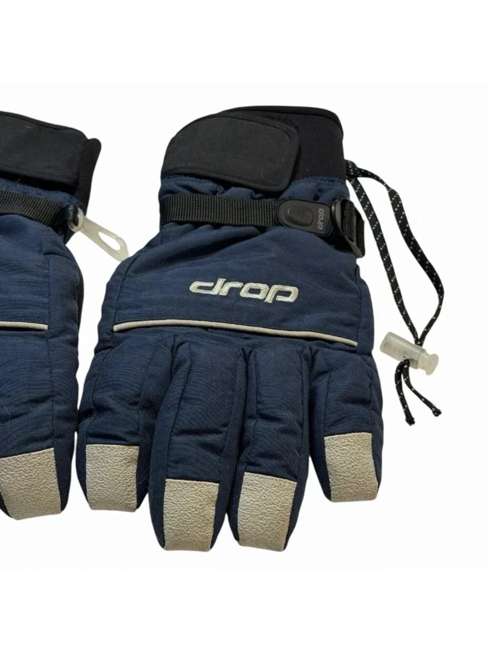 Drop Gloves Women's Medium Navy Gray Colorblock‎ Lined Adjustable Strap